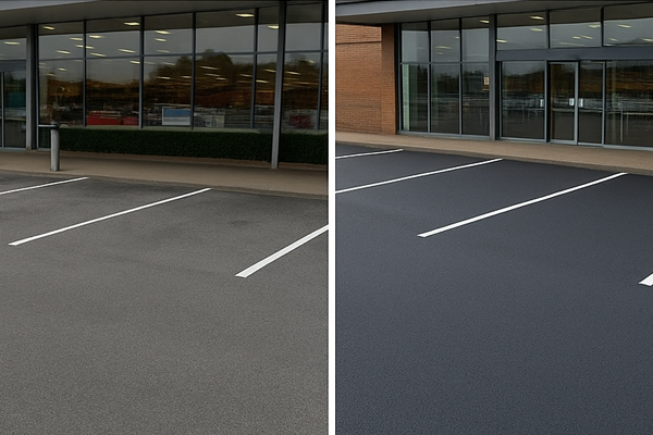 Car park cleaning in Kilburn with hot-water jet washing and traffic management