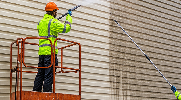 Cladding cleaning team at work in Bermondsey
