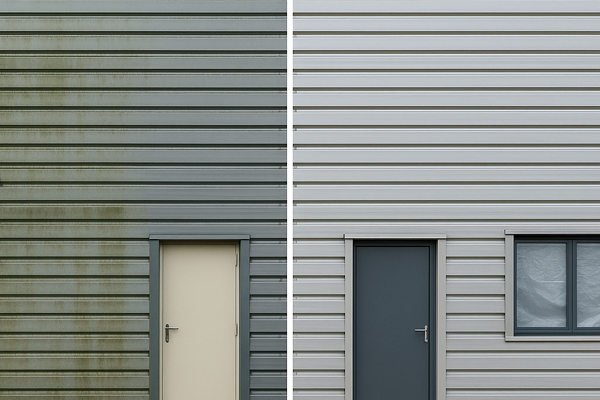 High level cladding cleaning using MEWPs and water fed poles in Bethnal Green