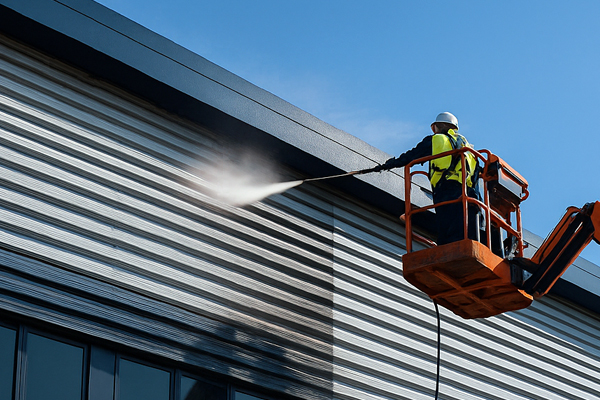 Cladding cleaning team at work in Bethnal Green