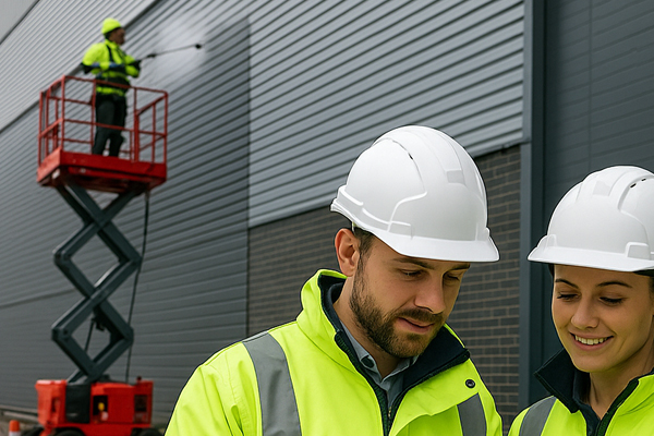 High level cladding cleaning using MEWPs and water fed poles in Canonbury