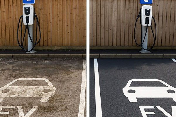 Results after car park cleaning in Turriff following degreasing and hot-water washing