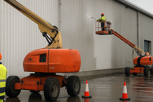 Pressure washing in service yard Formby