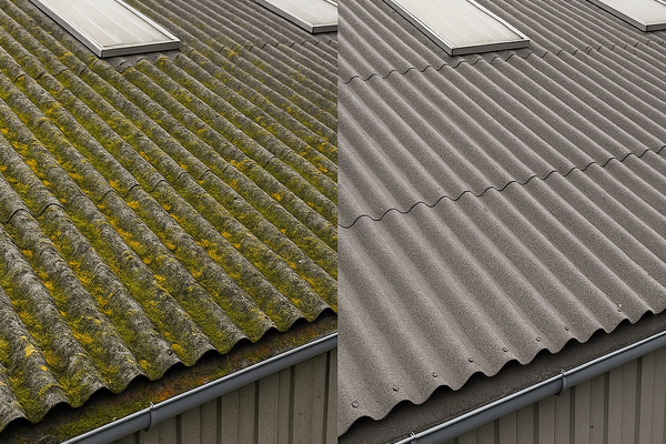 Night shift roof cleaning with MEWP access, barriers and clear signs in Wick