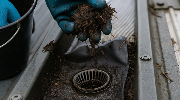 Removal of compact materials built up on factory roof